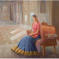 Aurangzib Hanjra, 29 x 29 Inch, Oil on Canvas, Figurative Painting, AC-AZH-031